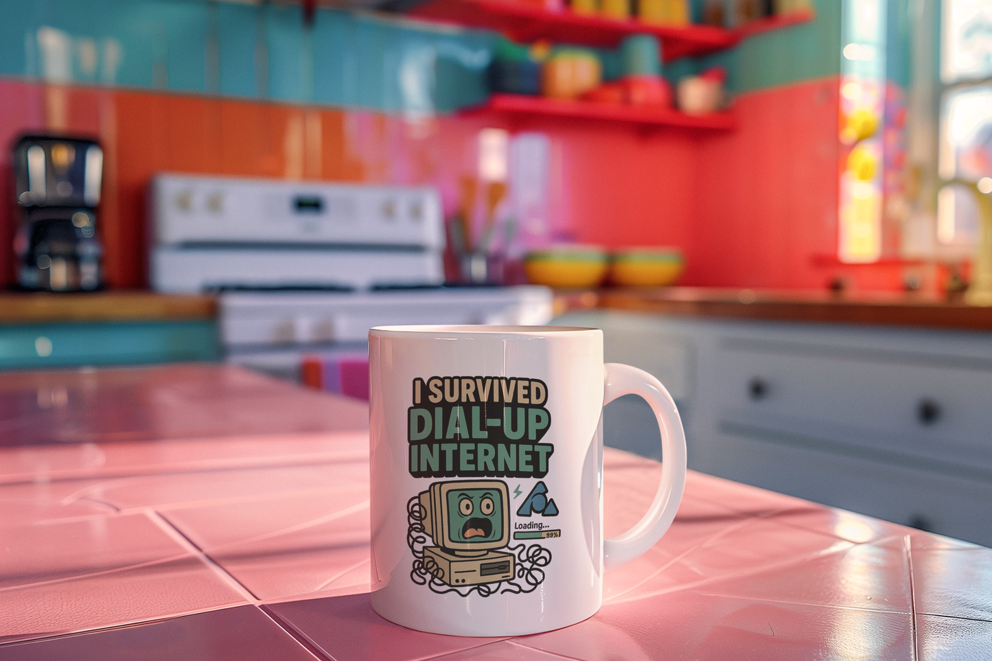 I Survived Dial-Up Mug, Dial Up Survivor Coffee Mug, Funny Retro Mug, 90s Coffee Mug