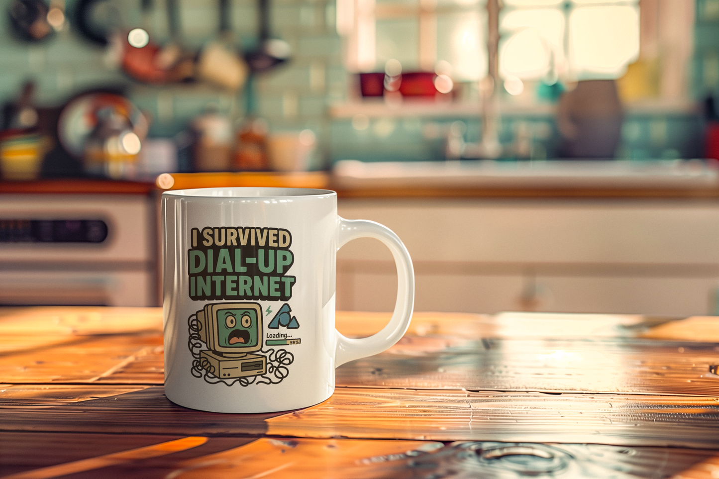 I Survived Dial-Up Mug, Dial Up Survivor Coffee Mug, Funny Retro Mug, 90s Coffee Mug