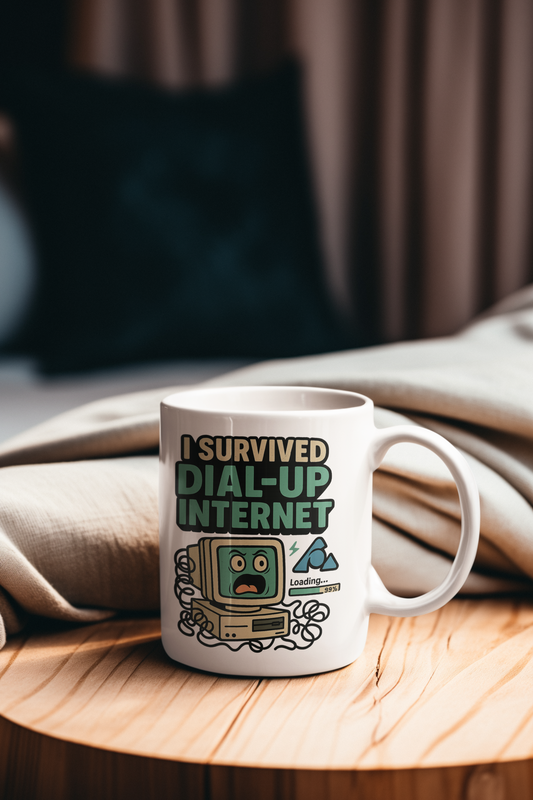 I Survived Dial-Up Mug, Dial Up Survivor Coffee Mug, Funny Retro Mug, 90s Coffee Mug